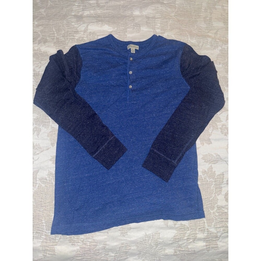 J.Crew Knit Goods Blue Two-Tone Henley Shirt Men’s Large Slim